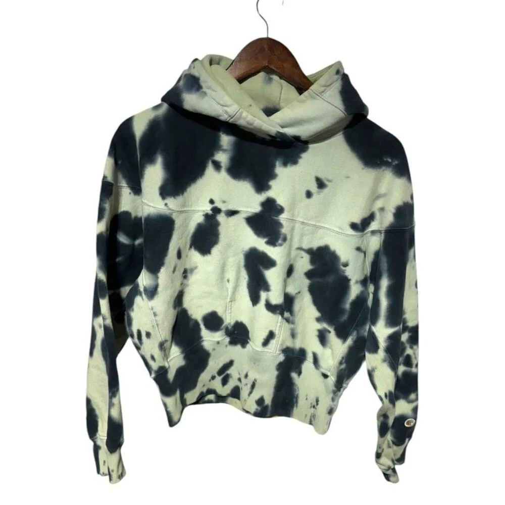 Chamion Reverse Multicolor Tie-Dye Cropped Hoodie Medium - Picture 6 of 6